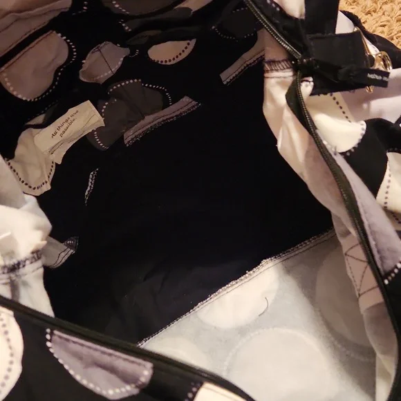 Thirty-One Polka Dot Tote Bag - Black and Gray Large Tote - Picture 6 of 13